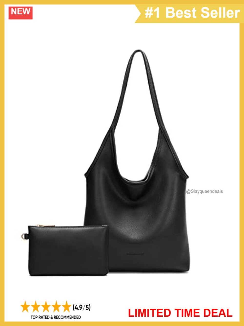 Soft Vegan Leather Slouchy Hobo Shoulder Bag